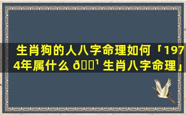 生肖狗的人八字命理如何「1974年属什么 🌹 生肖八字命理」